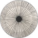 Modern Siyah Beyaz Yuvarlak Yıkanabilir Halı Oturma Odası Kanepe Yatak Odası için Çizgiler Desenli Kaymaz Dairesel Halı Kilimi (Siyah Beyaz Ø60cm)