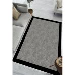 Modern Siyah Çerçeveli Baskılı Kaymaz Yıkanabilir Salon Oturma Odası Mutfak Antre Halısı Yolluk 80 X 150 Cm Siyah