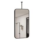 Modern Siyah Demir Çerçeveli Duvara Monte Ayna Banyo Giriş Yolu Yatak Odası için 40 cm x 60 cm Tavan Asılı Makyaj Aynası Salon için Şık Asma Makyaj Tıraş Aynası