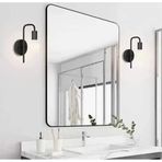 Modern Siyah Duvar Apliği, Metal Gövde, 28cm Yükseklik, 15cm Genişlik, Edison Ampul Uyumlu, Minimalist Banyo Yatak Odası Aydınlatma, 2'li Set