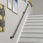 Modern Siyah Ferforje Merdiven Küpeşte 10ft - 20 ft, Duvara Monte, Kaymaz İç Mekan Korkuluğu, 90 kg Kapasite, Merdiven için Güçlü ve Şık Destek, Braketler Dahil