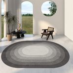 Modern Siyah Gri Gradyan Oval Parça Halı - Oturma Odası, Mutfak ve Koridor için Büyük Kaymaz Halı - Şık Zemin Paspası (Boyut: 160 x 230 cm)