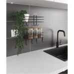 Modern Siyah Metal Mutfak Rafı Çiftli Set, Baharatlık ve Organizer - Seçenek 1
