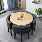 Modern Siyah Ofis Resepsiyon Odası Kulüp Masa ve Sandalye Seti Yerden Tasarruflu Küçük Toplantı Odası Masası Ev Oturma Odası Balkon ve Kafe Molası Odası için Şık Mobilya Seti Ofis ve Ev için U