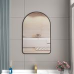 Modern Siyah Raflı Banyo Aynası - HD Makyaj Aynası Metal Derin Çerçeve Eliptik Tasarım 75x100 cm Banyo Yatak Odası Oturma Odası Dekoru için