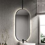 Modern Siyah Tavan Aynaları HD Dekoratif Banyo Aynaları Yüzer Tıraş Aynası Klasik Oval Makyaj Aynası Tavan Kollu (40 cm x 70 cm) - Şık Ev Dekoru