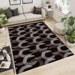 Modern Siyah U Şekli Sembol Gölge Tasarım Alan Halısı Yumuşak Nefes Alabilir ve Kaymaz Şık Halı Oturma Odası Yatak Odası Çalışma ve Ofis Dekoru için 140x200 cm