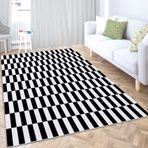 Modern siyah ve beyaz kareli tüylü halı, 160 x 230 cm, yumuşak, yumuşak, kaymaz, oturma odası, yatak odası, koridor ve dış mekan kullanımı için - temizlemesi kolay