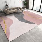 Modern Siyah ve Beyaz Mermer Girdap Doku Halı Kaymaz Soyut Altın Düzensiz Sanat Halısı Makinede Yıkanabilir Yatak Odası Yemek Odası için 60 x 90 cm
