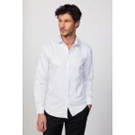 Modern Slim Fit Uzun Kollu Pamuklu Kolay Ütü Armürlü Erkek Beyaz Gömlek