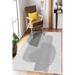 Modern Soyut Desenli Dijital Baskılı Kaymaz Taban Yıkanabilir Salon Halısı Oturma Odası Halısı 100 X 300 Cm Gri