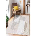 Modern Soyut Desenli Dijital Baskılı Kaymaz Taban Yıkanabilir Salon Halısı Oturma Odası Halısı 60 X 200 Cm Bej