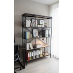 Modern Style Home Dekoratif Lüx 5 Raflı Kitaplık Geniş Metal Kitaplık Dosya Rafı Ofis Salon Raf Ceviz - Ahşap Rengi