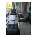 Modern Style Home Jüpiter Balkon, Bahçe, Cafe - Metal Kanepe Koltuk Takımı - 2+1+1 + Sehpa Antrasit