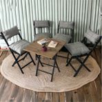 Modern Style Home Minderli Balkon Bahçe Mutfak Bistro Set Katlanır 4+1 Masa-sandalye Açık Gri