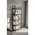 Modern Style Home Modern 5 Raflı Kitaplık Geniş Metal Kitaplık Dosya Rafı Ofis Salon Raf Ceviz - Ahşap - Ceviz
