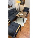 Modern Style Home Modern Sarıyer Balkon, Bahçe, Cafe - Metal Kanepe Koltuk Takımı - 3+1+1+masa Siyah