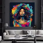 Modern tablo Afrika-amerikan Pop Art Kadın Tablosu; Renkli Soyut