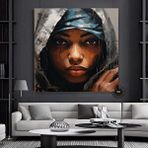 Modern tablo Afro-amerikan Sanatı Büyük Boy Kanvas, Siyah Kadın Portresi, Renkli Soyut Kadın Sanatı