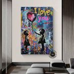 Modern tablo Banksy Balonlu Kız Pop Art Kanvası, Graffiti Tarzı Duvar Dekoru