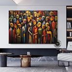 Modern tablo Çağdaş Sanat Kanvas; Soyut İnsan Figürleri; Renkli Yüz Kanvası