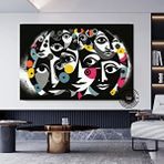 Modern tablo Çağdaş Sanat Kanvası – Soyut İnsan Figürleri; Renkli Yüz Kanvası; İnsan Portresi Poster; Modern Duva