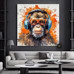 Modern tablo Dj Maymun Kanvas; Pop Art Eğlenceli