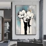 Modern tablo Kadın Soyut Sanatı, Altın Fırça Darbeleri Ile Modern Poster Dekoru, Kadın Duvar Kanvas Sanatı