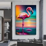 Modern tablo Pembe Flamingo Duvar Sanatı; Kuş Kanvas؛ Asmaya Hazır