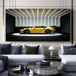 Modern tablo Porsche 911 Sarı Spor Araba Kanvası, Motivasyon Ofis Dekoru, Araba Posteri, Hediye İçin Büyük Boy