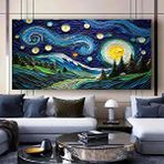 Modern tablo Van Gogh'ın Yıldızlı Gece Duvar Baskısı | Vincent Van Gogh Goblen | Manzara Duvar Asması Sanatı | Gö