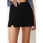 Modern Tarz Astarsız Örme Mini Boy Yırtmaçlı Esnek Mini Etek