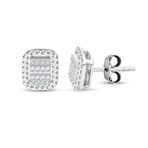 Modern Tasarım 0.22 Ct Baget Kare Tektaş Küpe