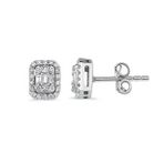 Modern Tasarım 0.35 Ct Baget Kare Tektaş Küpe