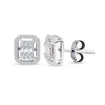 Modern Tasarım 0.55 Ct Baget Kare Tektaş Küpe