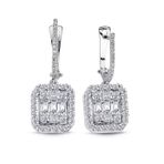 Modern Tasarım 0.87 Ct Baget Kare Tektaş Küpe