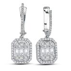 Modern Tasarım 1.50 Ct Baget Kare Tektaş Küpe 18 K