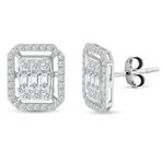 Modern Tasarım 1.53 Ct Baget Kare Tektaş Küpe