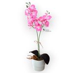 MODERN TASARIM BEYAZ RENKLİ SAKSIDA 2 DALLI YAPAY ISLAK ORKİDE 50 CM