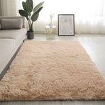 Modern Tasarım Shaggy Halı Yumuşak Yıkanabilir Kaymaz Yatak Odası Camel 50 x 160 cm