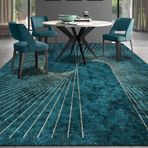 Modern Tasarım Yeşil 80 x 120 cm Yumuşak Kısa Tüylü Yıkanabilir Kaymaz Kilim Koridor Yatak Odası Kanepe Çocuk Odası için Zümrüt Yeşili Altın Çizgi