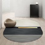 Modern Tasarımcı Alan Halı 200x300 cm Siyah ve Altın Çizgili Halı Oturma Odası Yatak Odası Komidin Kanepe Dolap Sandalye Mat Kaymaz Çocuk Odası Dekor