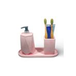 Modern Tasarımlı Mermer Temalı Beton Banyo Aksesuar Seti (3 Parça)
