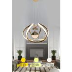 Modern Taşlı Toplu Bronz Ledli Avize