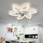 Modern Tavan Vantilatörü, Entegre Işıklı 72 W Çiçek Şekilli Tasarım Sessiz Fan LED Işık Kısılabilir Tavan Lambası Oturma Odası Yemek Odası Yatak Odası için Beyaz 78 cm