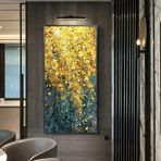 Modern tuval resmi, büyük sanatsal duvar resmi, restoran resmi, altın yaprak, oturma odası için poster ve baskı, ev dekorasyonu, 75 x 140 cm, iç çerçeve