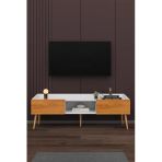 Modern Tv Ünitesi %100 Mdf Kapaklı Ayaklı Televizyon Sehpası T28 Beyaz - Petra