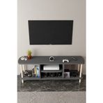 Modern TV Ünitesi Ahşap Raflı 2 Katlı 4 Raflı Televizyon Sehpası Televizyon Ünitesi