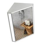 Modern Üçgen LED Banyo Aynası - Köşe Depolama Raflı Duvara Monte, Beyaz, 47x34x60cm, Buğu Önleyici, Kısılabilir, Banyo Düzenlemesi İçin