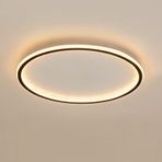 Modern Ultra ince LED Tavan Işık Yüzeye Monte Yuvarlak Lamba Metal Aksesuarları ile Oturma Odası Yatak Siyah 50 cm 61 W Kademesiz Karartma